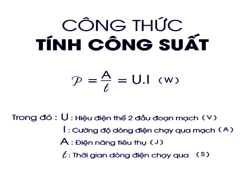 công thức tính công suất tiêu thụ điện